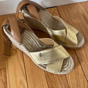 Tory Burch Espadrille Wedge Gold/Brown 7